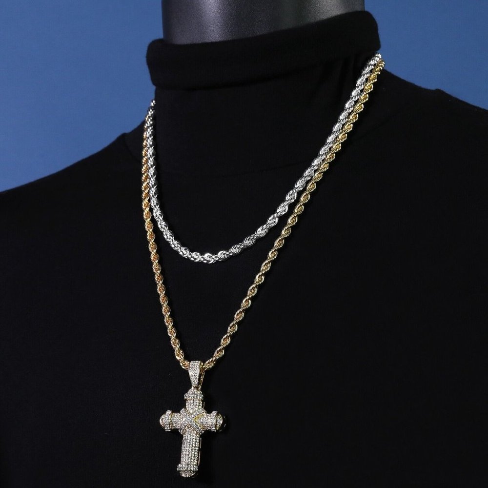 14k Gold Jesus Diamond Pendant + Necklace